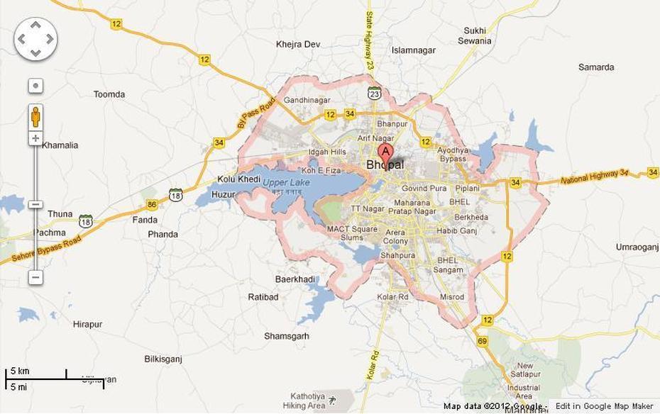 Bhopal Map And Bhopal Satellite Image, Bhopāl, India, Bhopal Madhya Pradesh India, Bhopal Tourism