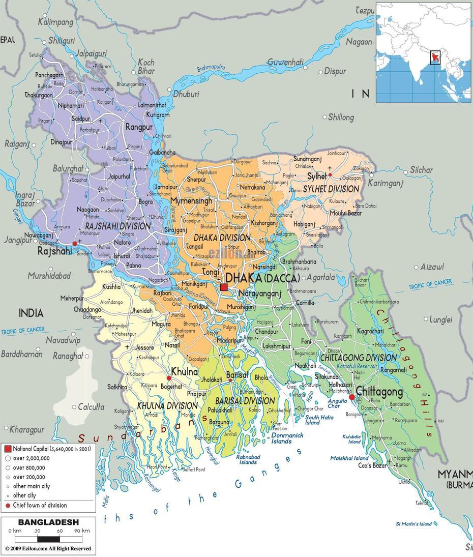 Detailed Political Map Of Bangladesh – Ezilon Maps, Kishmat Dhanbāri, Bangladesh, India- Bangladesh, Bangladesh Capital