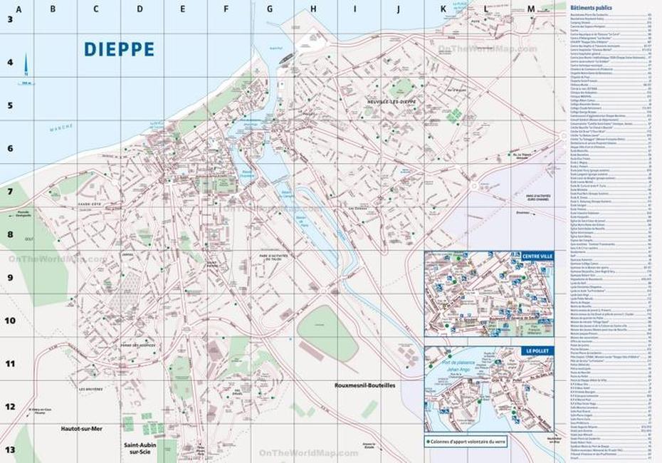 Dieppe Tourist Map, Dieppe, France, Rouen France, Sete France