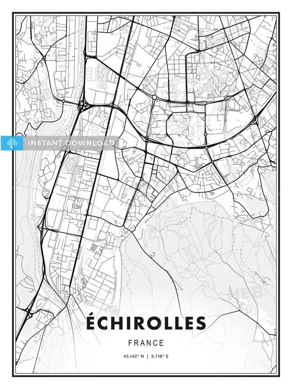 Echirolles, France, Modern Print Template In Various Formats …, Échirolles, France, Auberge De  Jeunesse, Echirolles 38130  Carte