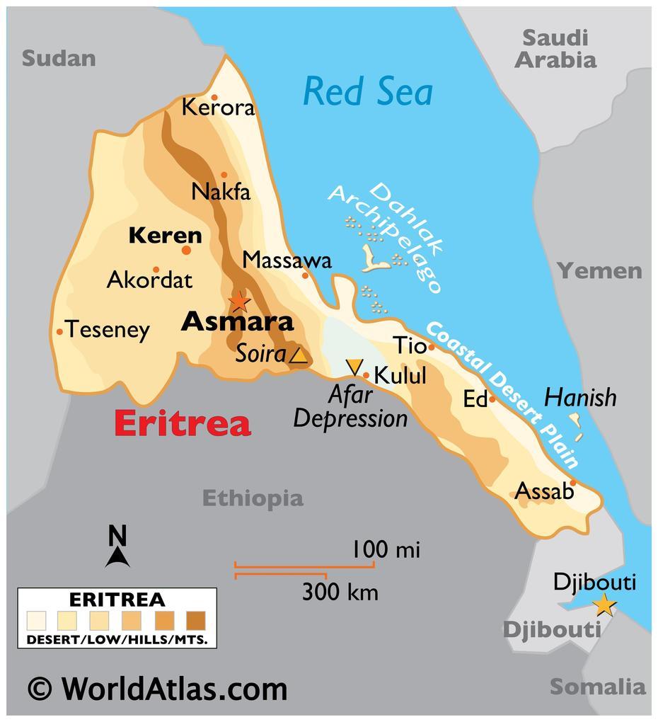 Eritrea Detailed, Ethiopia And Eritrea, Karta, Asmara, Eritrea