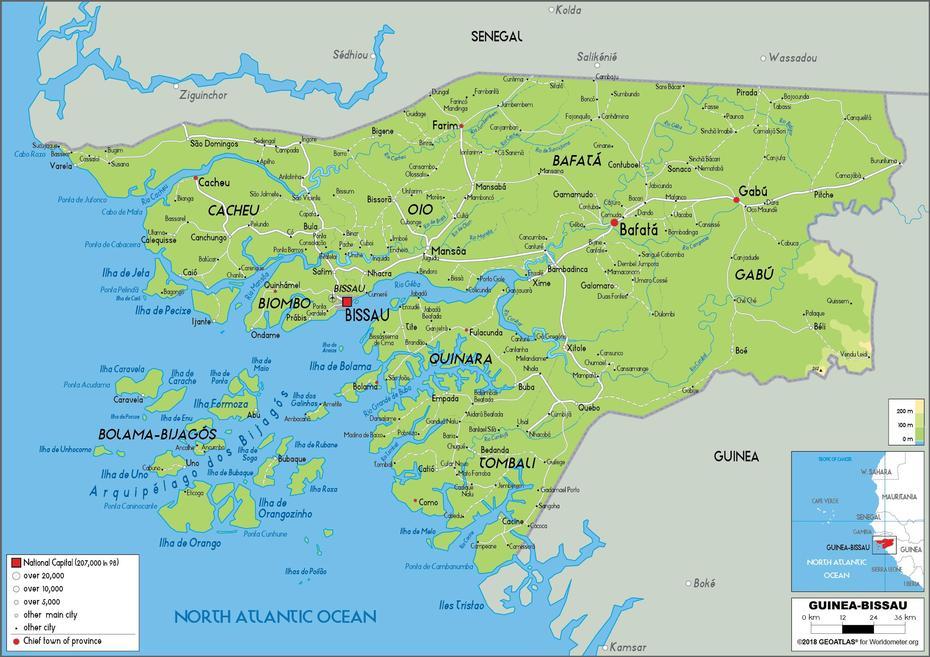 Guinea-Bissau Map (Physical) – Worldometer, Bambadinca, Guinea-Bissau, Guinea-Bissau Language, La  Guinee