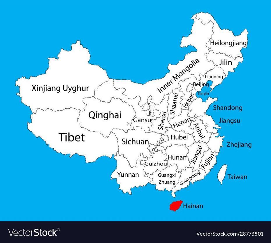 Hainan Province Map China Map Royalty Free Vector Image, Hailin, China, China  Colored, North China