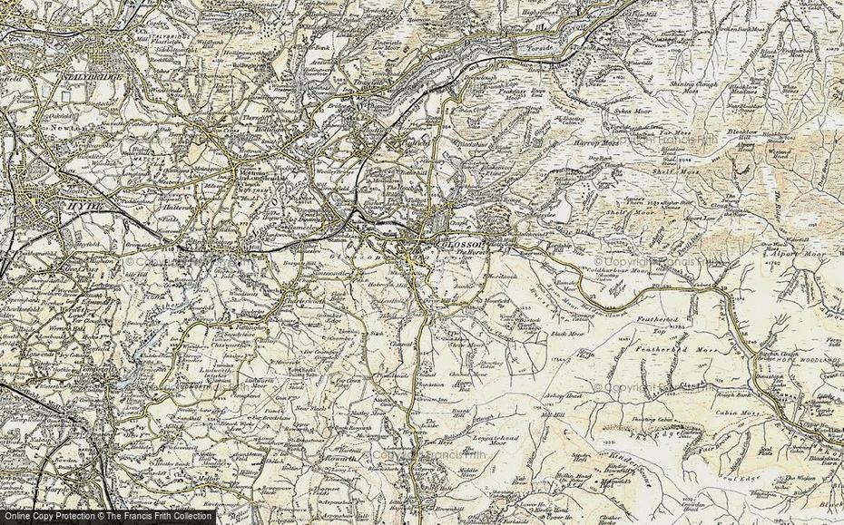 Historic Ordnance Survey Map Of Glossop, 1903, Glossop, United Kingdom, Glossop, United Kingdom
