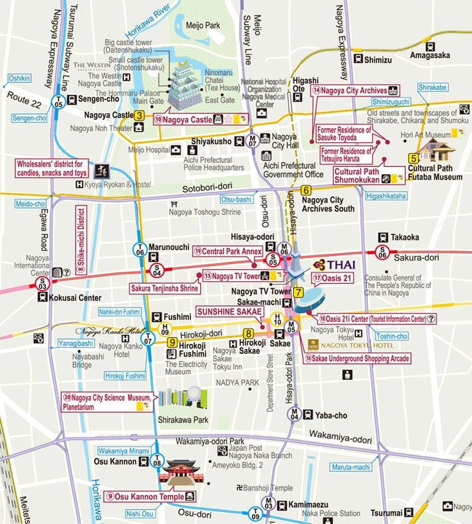 Map Of Nagoya – Travelsmaps, Nagoya, Japan, Nagoya Castle Japan, Chubu Japan