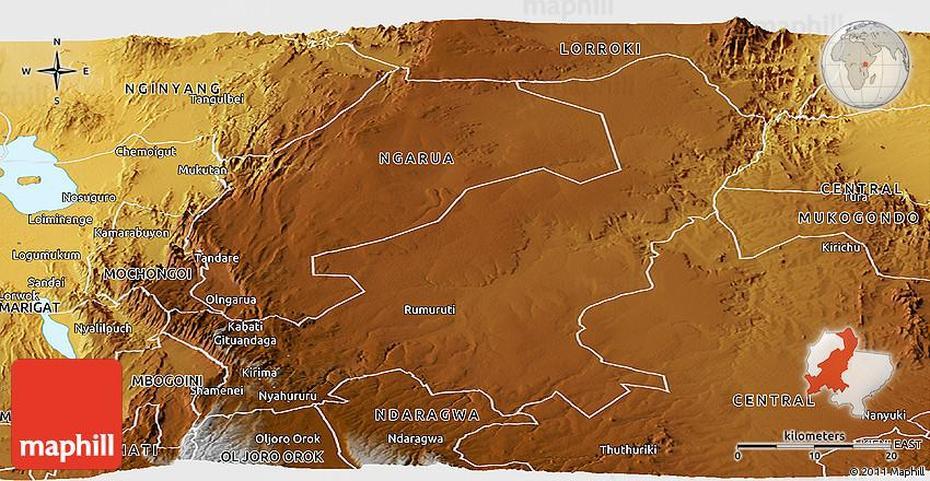 Physical Panoramic Map Of Rumuruti, Rumuruti, Kenya, Laikipia  County, Rare  Meteorites