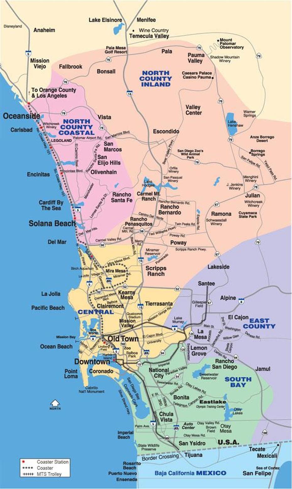 San Diego Map Neighborhoods | Zone Map, San Diego, United States, San Diego Attractions, San Diego Tourist