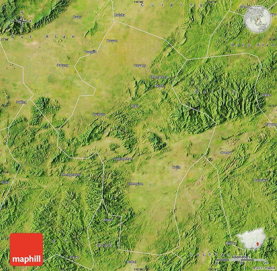 Satellite Map Of Yulin, Yulinshi, China, China  Svg, Cities In China