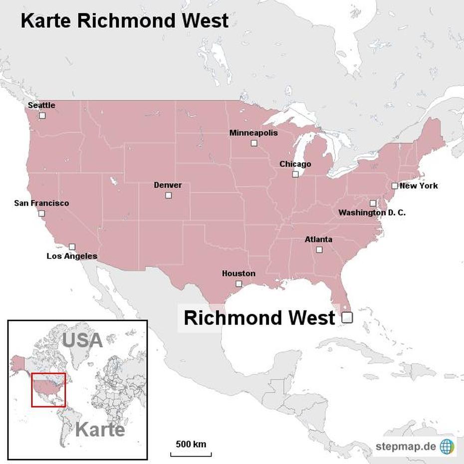 Stepmap – Karte Richmond West – Landkarte Fur Usa, Richmond West, United States, United States Western Region, West Coast States