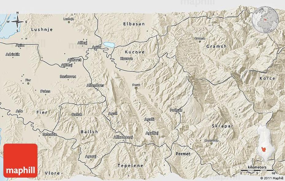 Albania Road, Albania Tour, Shaded Relief, Berat, Albania