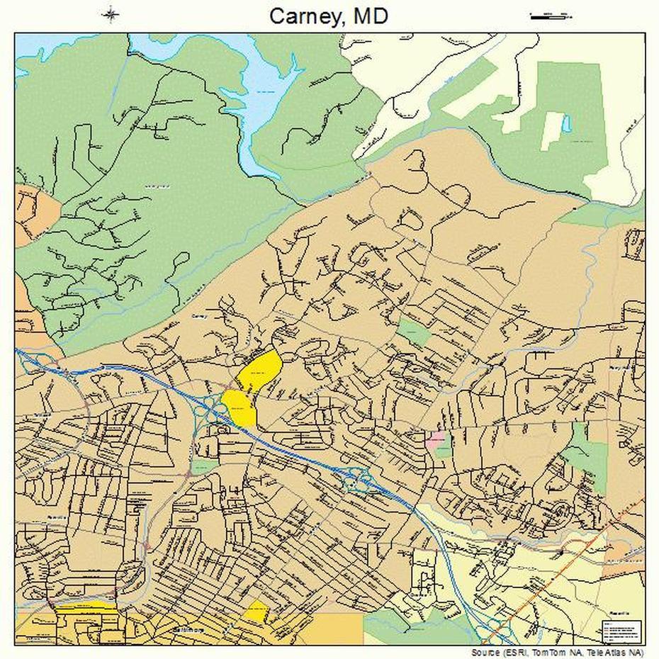 Carney Maryland Street Map 2413325, Carney, United States, Carney Michigan, Carney Maryland