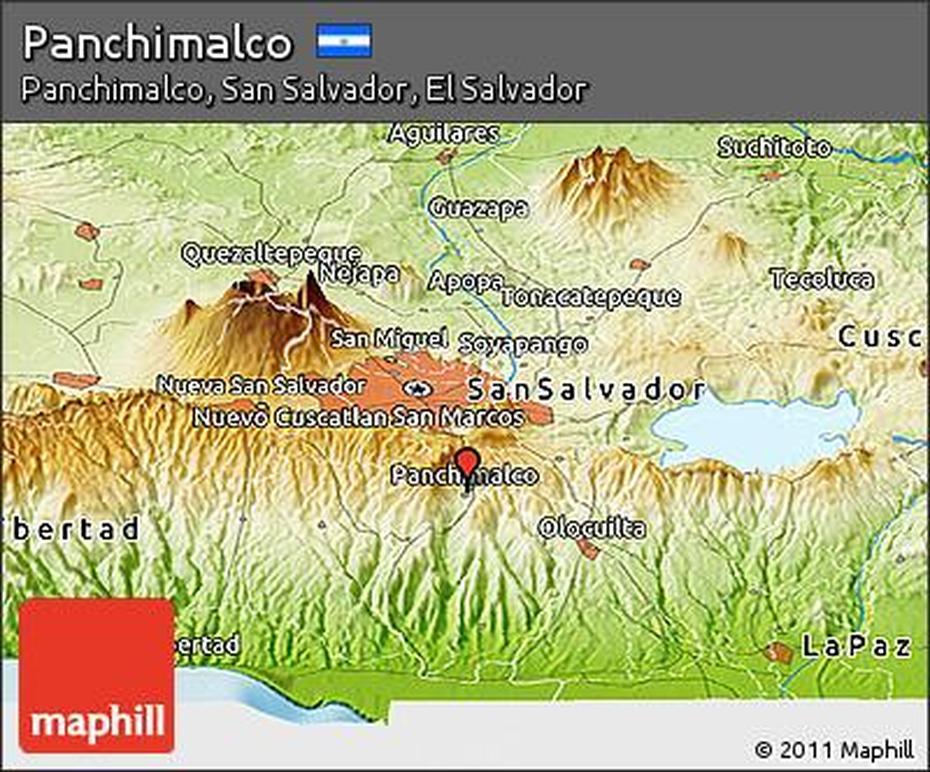 Free Physical Panoramic Map Of Panchimalco, Panchimalco, El Salvador, El Salvador Dance, Flores De El Salvador