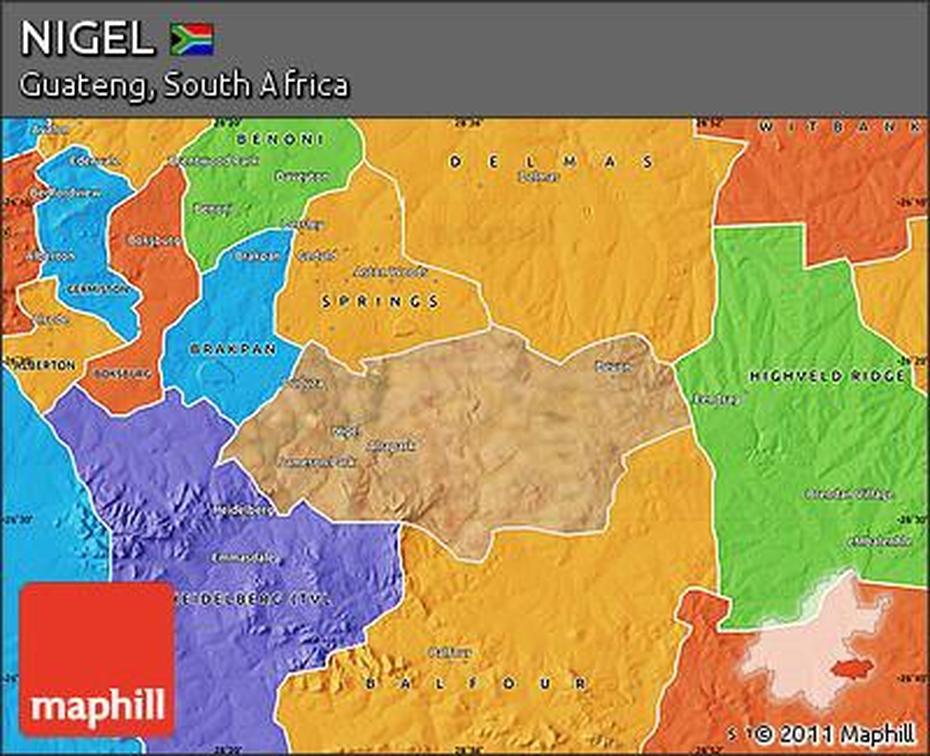 Free Satellite Map Of Nigel, Political Outside, Nigel, South Africa, Witbank  Mpumalanga, Gauteng  Images