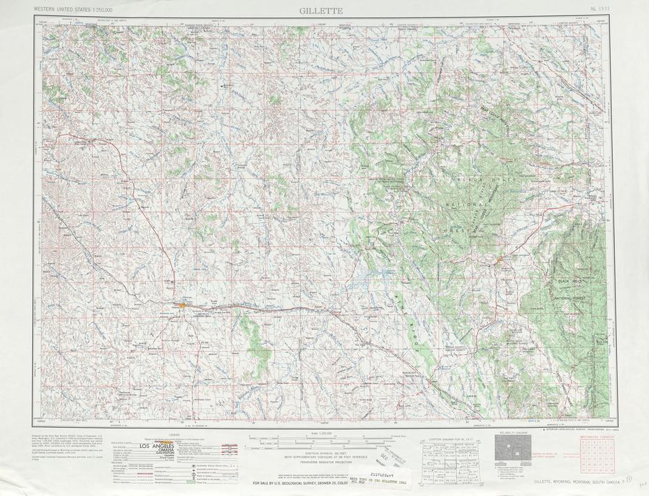 Gillette Topographic Map Sheet, United States 1962 – Full Size, Gillette, United States, Gillette Wy, Gillette Montana