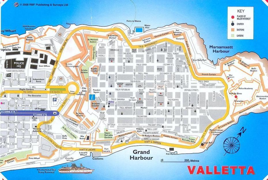 Large Valletta Maps For Free Download And Print | High-Resolution And …, Valletta, Malta, Valletta Malta Hotels, Of Sliema Malta