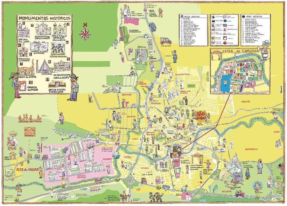 Mapa Ilustrado E Opcao De Guia Turistico Para O Sao Joao De Caruaru …, Caruaru, Brazil, Palmas  Tocantins, Alagoas Brazil