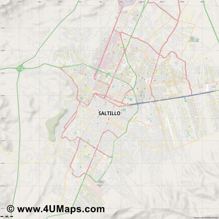 Pdf, Svg Scalable City Map Vector Saltillo, Saltillo, Mexico, A Do Mexico, Torreon Mexico
