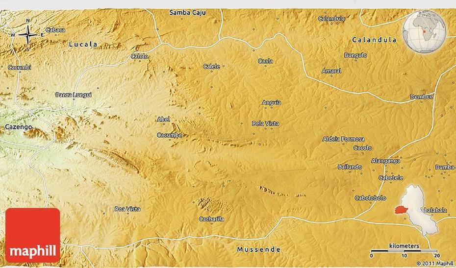 Physical 3D Map Of Cacuso, Cacuso, Angola, Angola World, Angola Oil