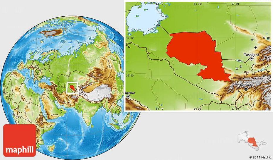 Physical Location Map Of Samarkand, Samarkand, Uzbekistan, Bukhara, Uzbekistan Area