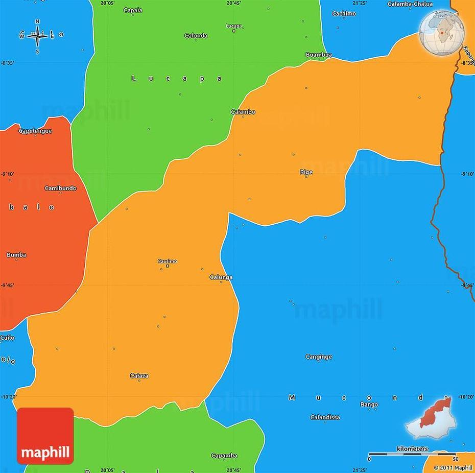 Political Simple Map Of Saurimo, Saurimo, Angola, Angola Diamond Mine, Kilamba Angola