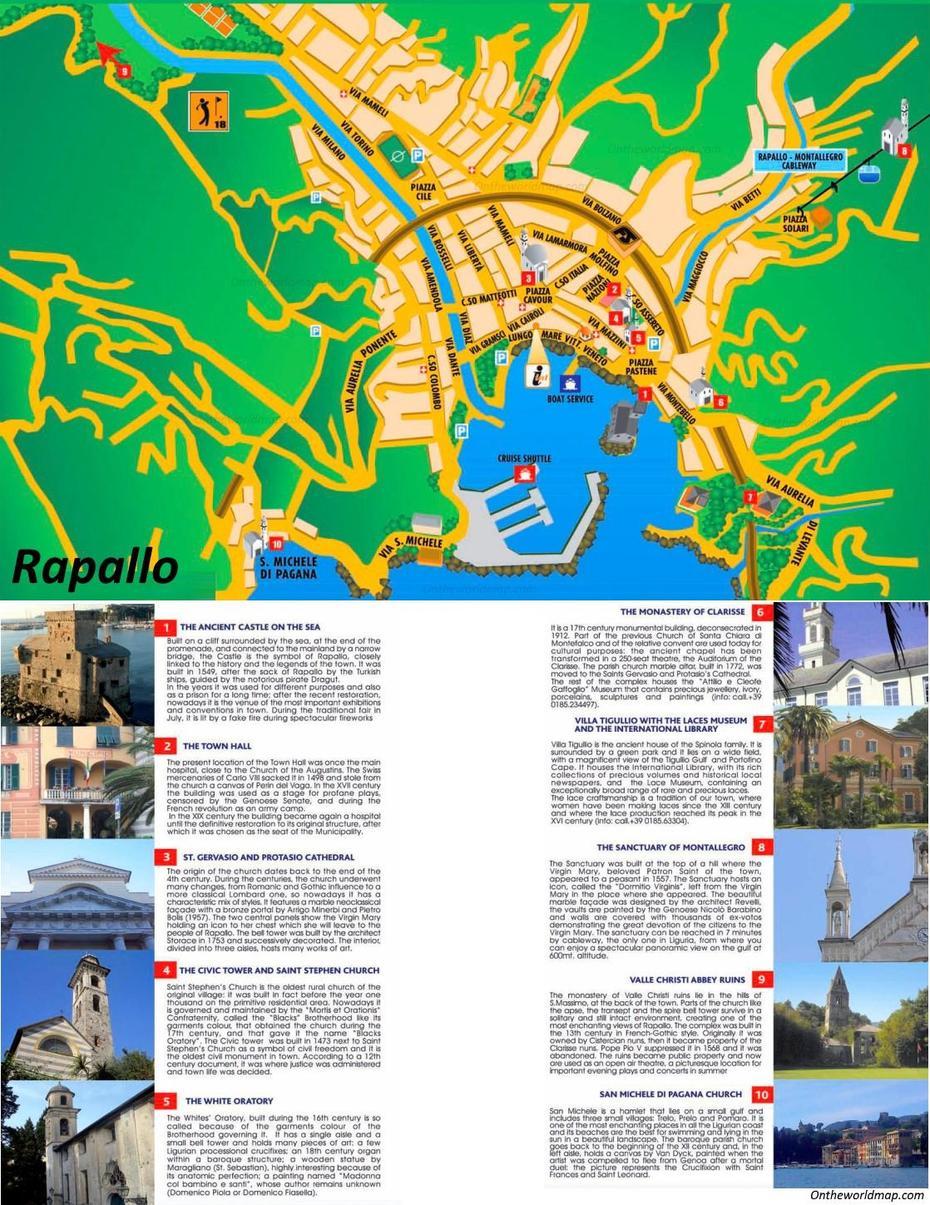 Rapallo Tourist Map, Rapallo, Italy, Camogli Italy, Anzio Italy