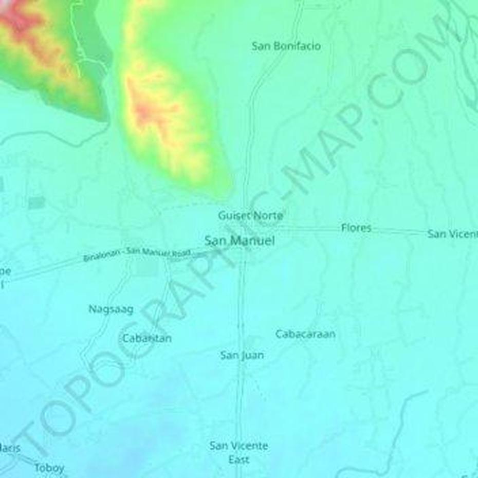 San Manuel Topographic Map, Elevation, Relief, San Manuel, Philippines, Concepcion Tarlac Philippines, Mangatarem Pangasinan Philippines