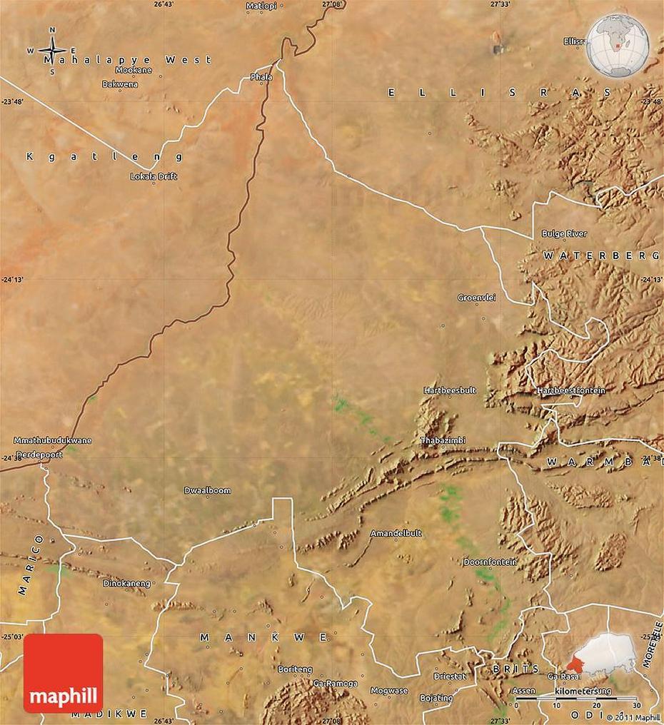 Satellite Map Of Thabazimbi, Thabazimbi, South Africa, Of Klerksdorp, Thabazimbi Accommodation