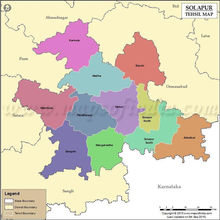 Solapur Tehsil Map, Talukas In Solapur, Solāpur, India, Solapur  Temple, Solapur City