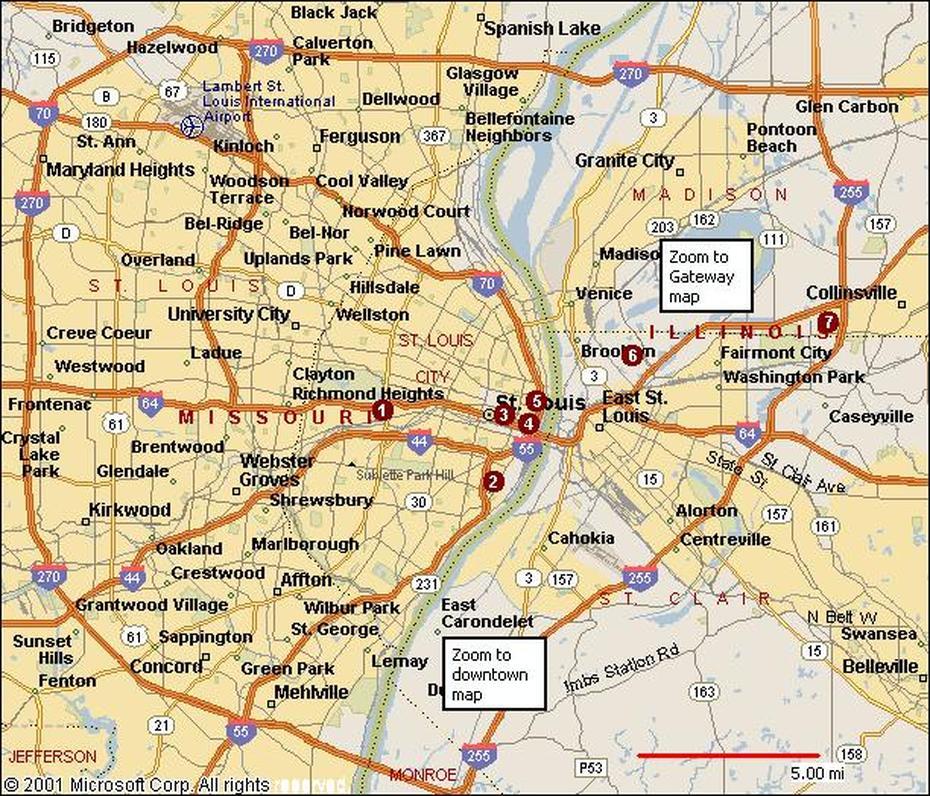 St. Louis Map – Toursmaps, St. Louis, United States, Old St. Louis, Western United States