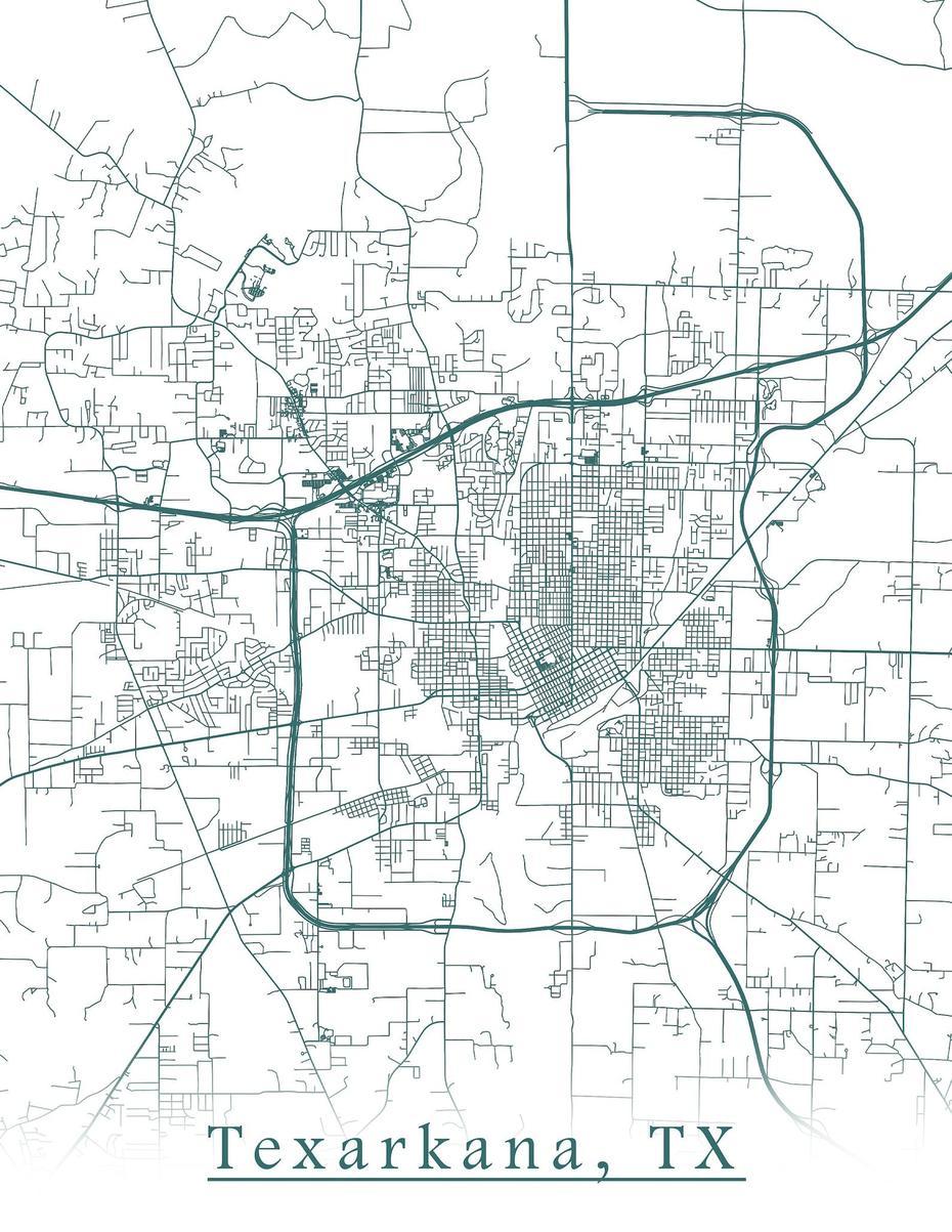 Colored Map Of Texarkana Tx And All Its Roads | Etsy, Texarkana, United States, Texarkana Tx, Of Texarkana Area