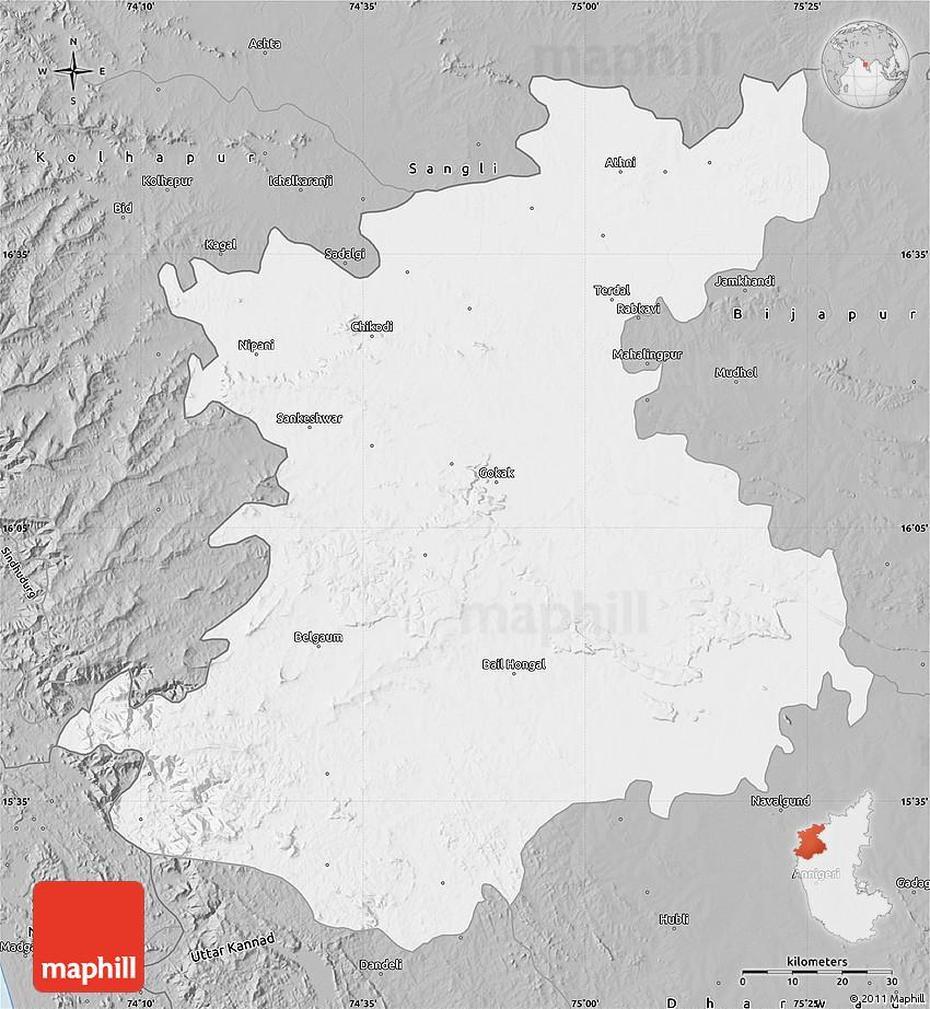 Gray Map Of Belgaum, Belgaum, India, Karnataka India, Belgaum Karnataka