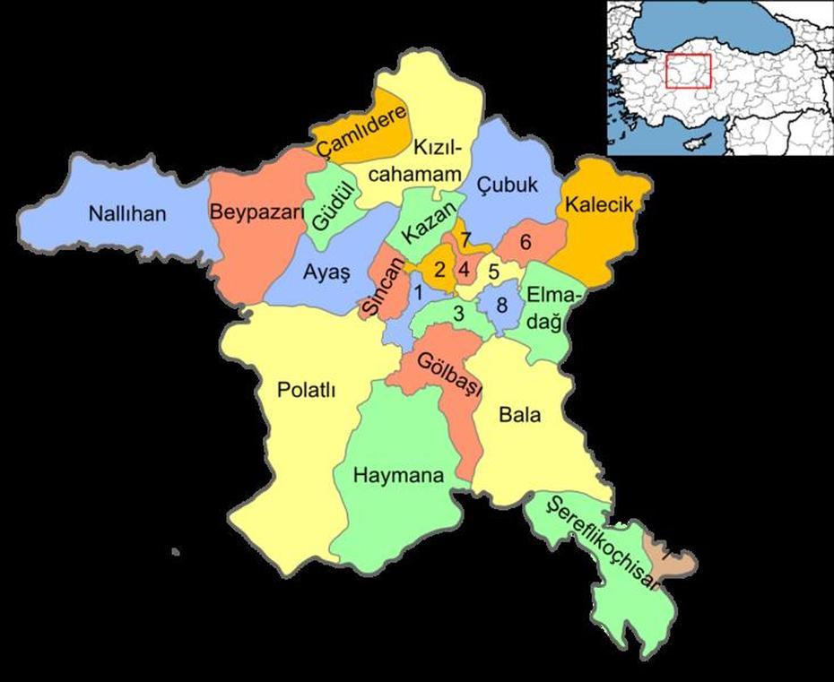 Map Of The Districts Of Ankara Province Of Turkey. | Ankara, Turkey Map …, Ankara, Turkey, Pamukkale Turkey, Ankara City