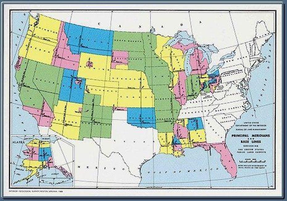 Map Of Principal Meridians And Base Lines Governing The United States …, Meridian, United States, Principal Meridian, United States  Kids