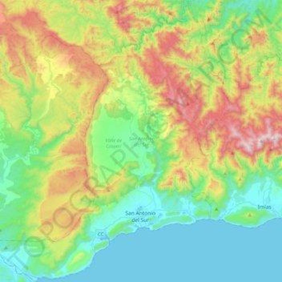 Mapa Topografico San Antonio Del Sur, Altitud, Relieve, San Antonio Del Sur, Cuba, San Antonio Del Sur, Cuba