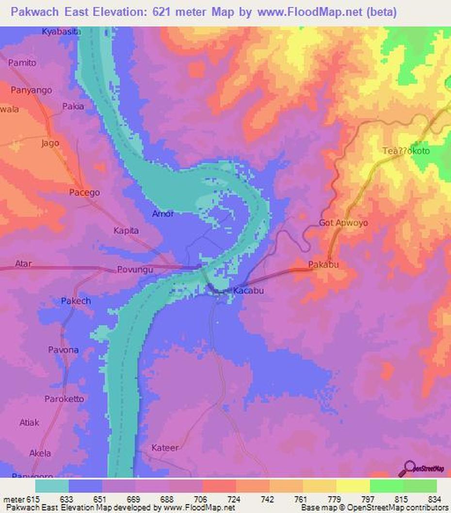 Nebbi  District, Masindi Uganda, Elevation , Pakwach, Uganda