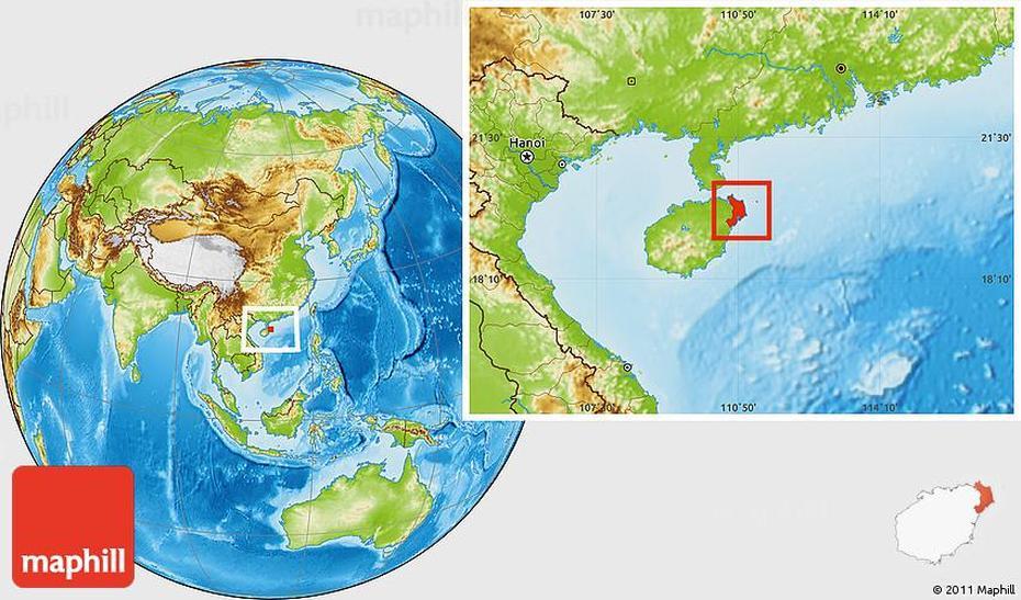 Physical Location Map Of Wenchang, Wancheng, China, Communist China, Shanghai In China