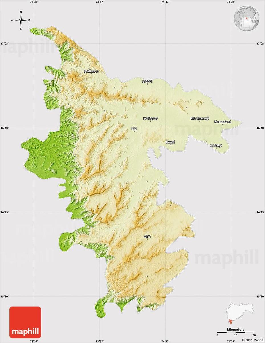 Physical Map Of Kolhapur, Cropped Outside, Kovūr, India, Chennai  Tourism, Tamil Nadu  Temples