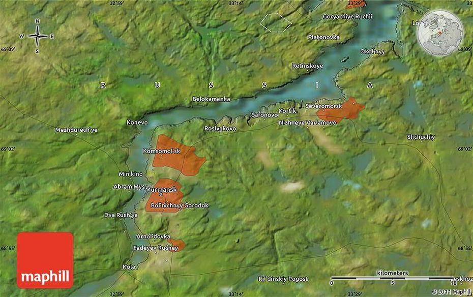 Satellite Map Of Severomorsk, Severouralsk, Russia, Printable  Russia, Russia  Drawing