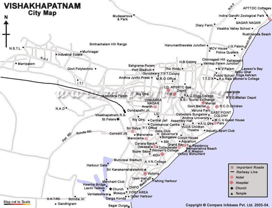 Vishakhapatnam City Map, Vishākhapatnam, India, Bangalore On India, India  With District