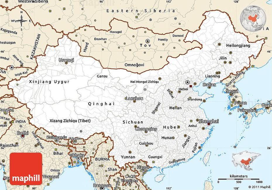 Classic Style Simple Map Of China, Lu’An, China, Xuan Lu, Lu Xun