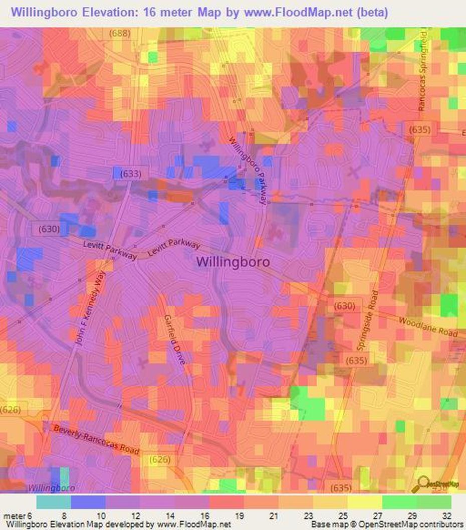 Elevation Of Willingboro,Us Elevation Map, Topography, Contour, Willingboro, United States, Levittown Nj, Cape May New Jersey