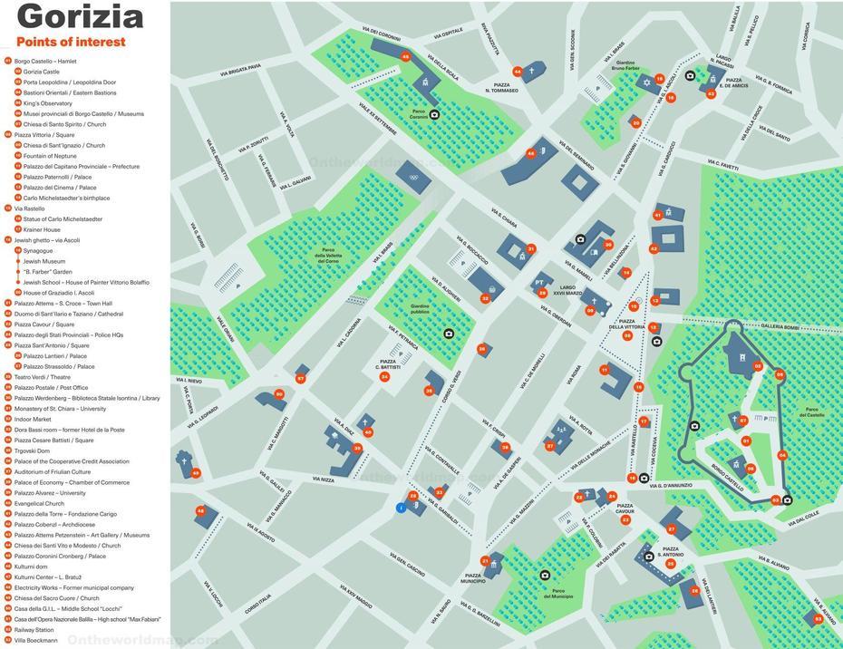 Gorizia Tourist Map, Gorizia, Italy, Pordenone Italy, Foggia Italy