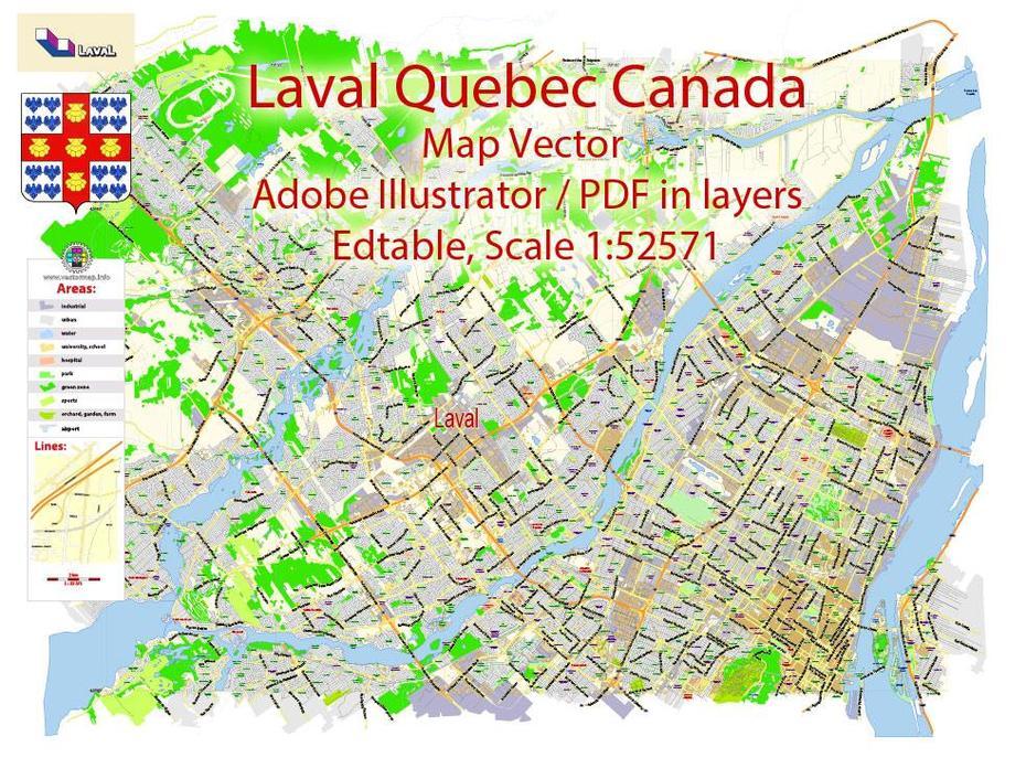 Laval Quebec Canada Map Vector Exact City Plan Low Detailed Street Map …, Laval, Canada, Laval Montreal, Laval France