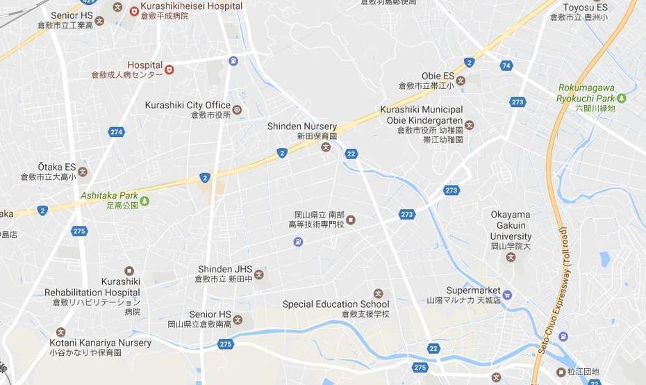 Map Of Kurashiki, Kurashiki, Japan, Kanazawa Japan, Okayama Japan English