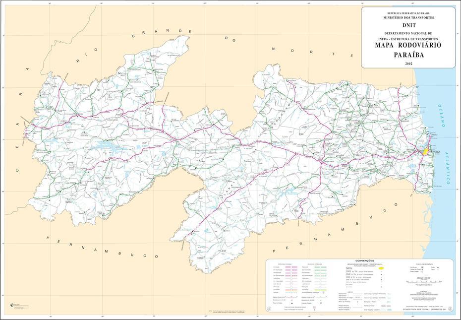 Paraiba State Road Map, Brazil, Paraipaba, Brazil, Campinas Brazil, Aa