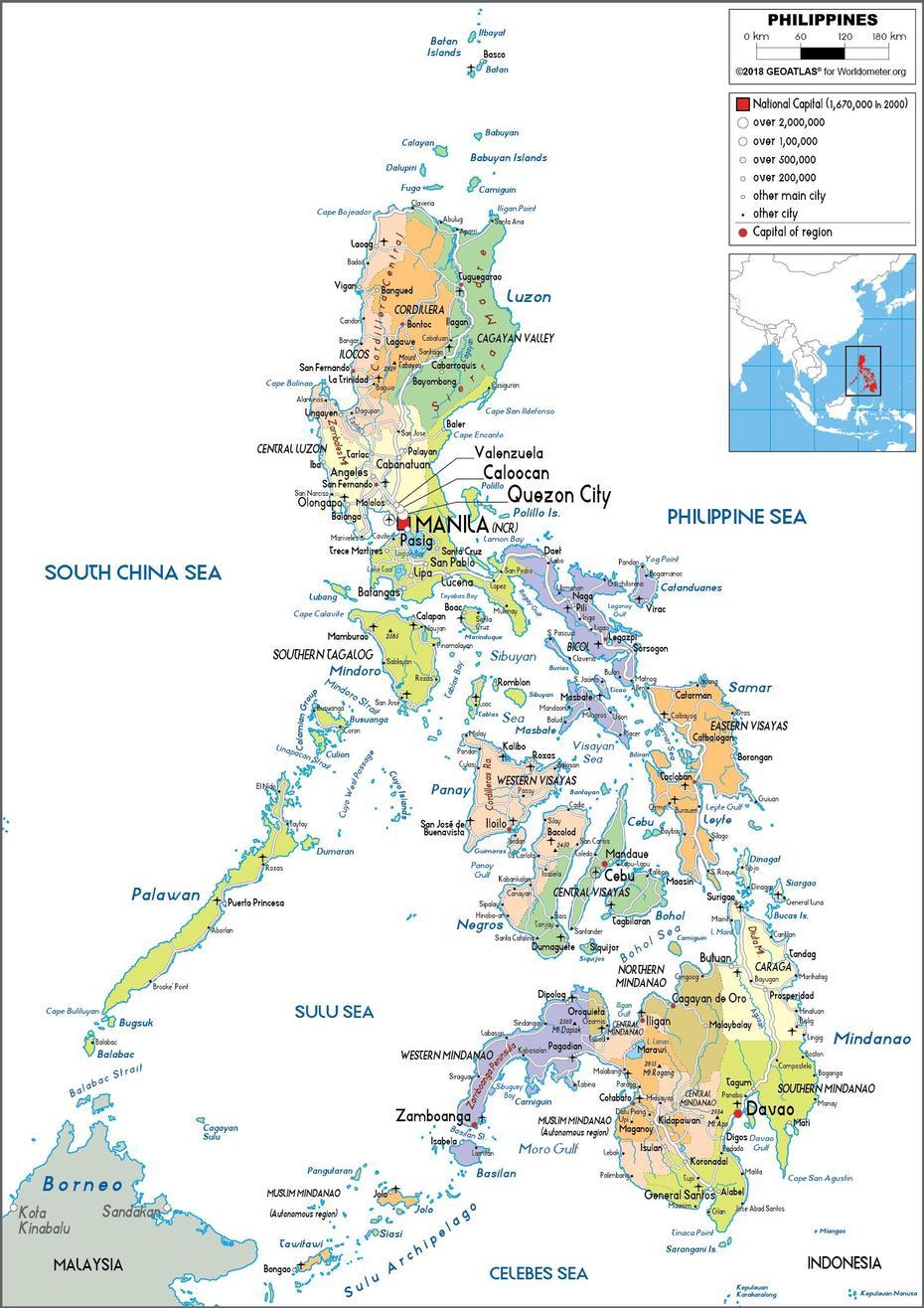 Philippines Map (Political) – Worldometer, Kalingalan Caluang, Philippines, Luzon, Philippines Travel