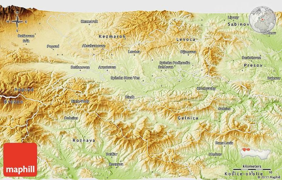 Physical 3D Map Of Spisska Nova Ves, Spišská Nová Ves, Slovakia, Spisska Nova Ves A, Spis Castle Slovakia