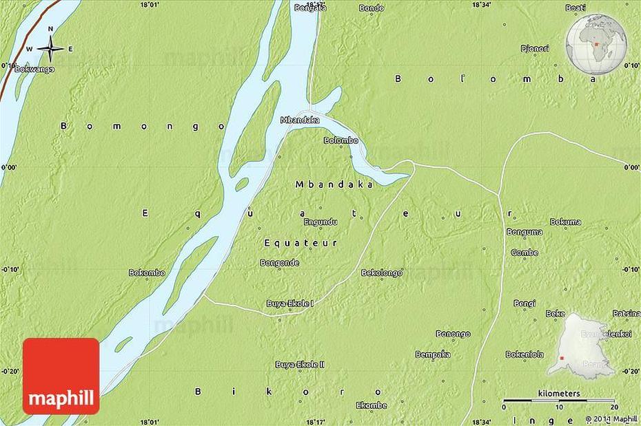 Physical Map Of Mbandaka, Mbandaka, Congo (Kinshasa), Kinshasa On, Congo  Africa