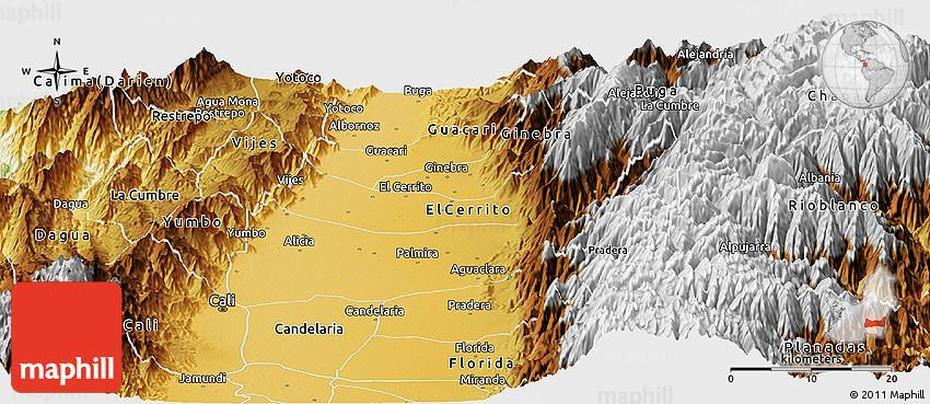 Physical Panoramic Map Of Palmira, Palmira, Cuba, Santa Clara Cuba, Palmyra  Arch