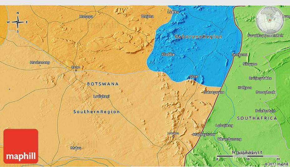 Political 3D Map Of Lobatse, Lobatse, Botswana, Palapye Botswana, Botswana Police